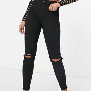 Black Topshop Jamie High Waisted Ripped Skinny Jeans